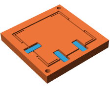 CAD model of a monolithic 3-DOF parallel kinematics nanopositioning stage